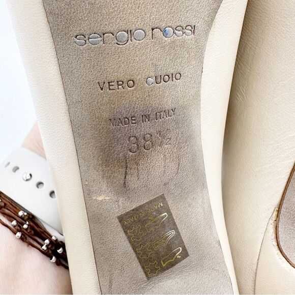 Sergio Rossi Hidden Platform Cream Leather Stiletto Pumps Sz EUR 38.5 US 8 - Picture 15 of 16